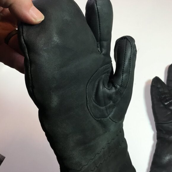 Vintage Olympia Sports One Finger Mittens Cowhide With Acrylic Lining Size Small - Picture 4 of 10